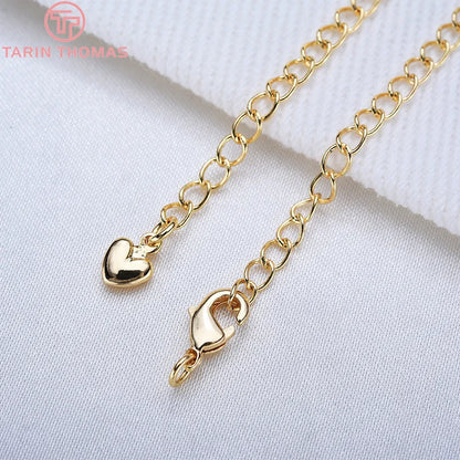 (3564) Full Length 85MM 24K Gold Color Plated Brass Extender Chain with Lobster Clasps High Quality Jewelry Accessories