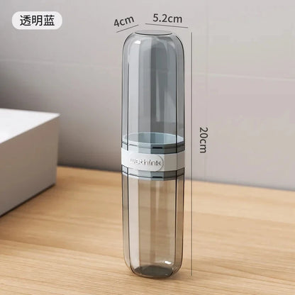 Portable Clear Toothbrush Travel Case, Hard Shell All-in-One Organizer for Business Trips Gym & Commute, Hygienic Secure Design