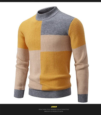 New Autumn and Winter Casual Warm Neck Sweater Knit Pullover Tops  Man Clothes