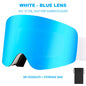 Professional Ski Goggles Adult Frameless Snow Goggles 100% UV400 Anti-Fog Magnetic Replaceable Lenses Snowboard Goggles
