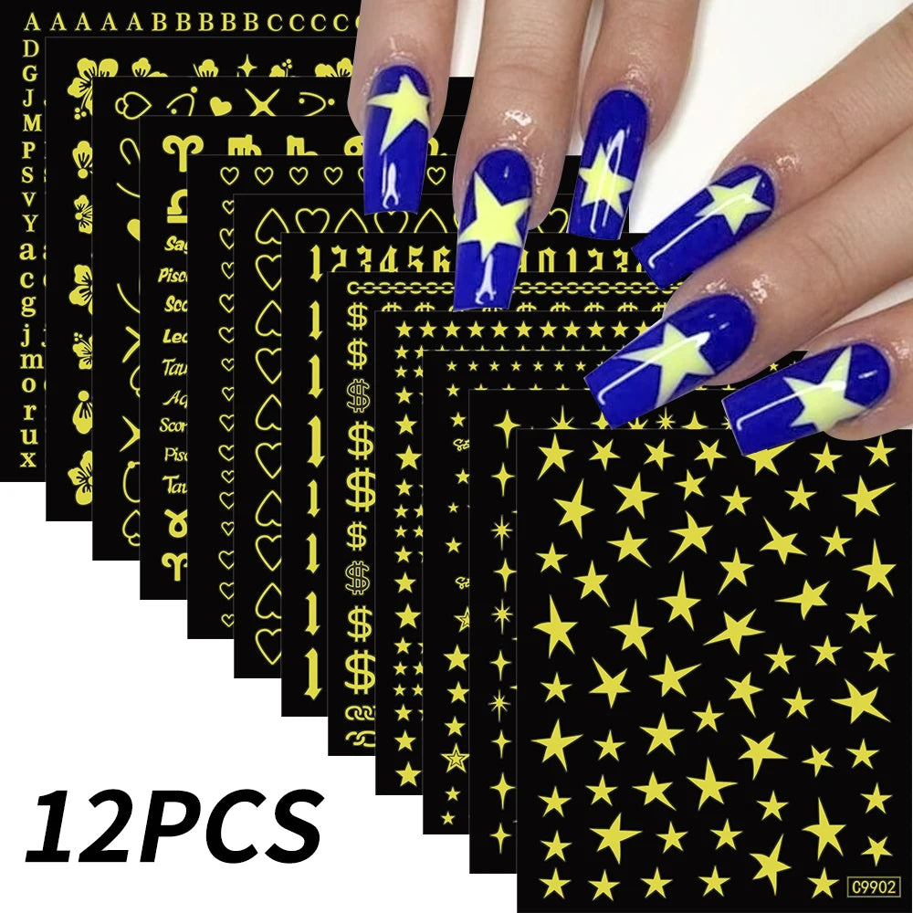 12pcs/set Cute Cartoon Dog/Cat Nail Art Stickers 3D Graffiti Black Cat Dog  Nail Decals 8*10cm Self-Adhesive Cartoon Nail Art Su