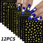 12pcs/set Cute Cartoon Dog/Cat Nail Art Stickers 3D Graffiti Black Cat Dog  Nail Decals 8*10cm Self-Adhesive Cartoon Nail Art Su