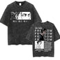 Anime Attack on Titan Vintage Washed Print T-shirt Mikasa Ackerman Eren Jaeger Wings of Freedom Logo Mens Summer Cotton T-shirts