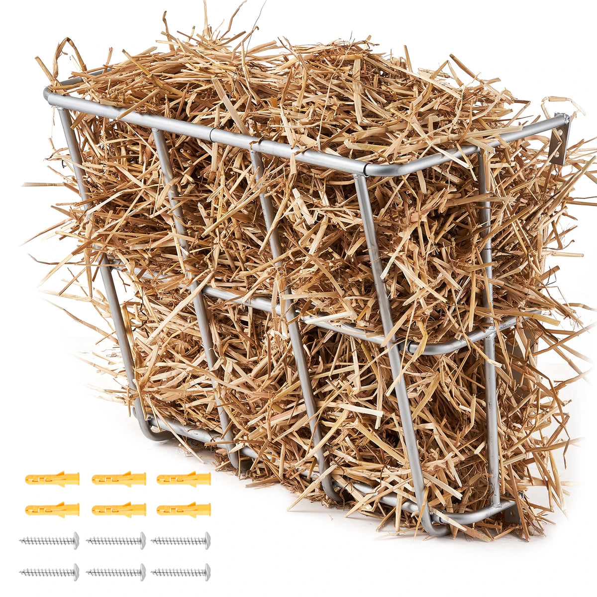SucceBuy Livestock Hay Feeder Heavy-Duty Steel Goat Hay Rack Multiple Sided Feeding Rack for Sheep Farm Livestock Outdoor
