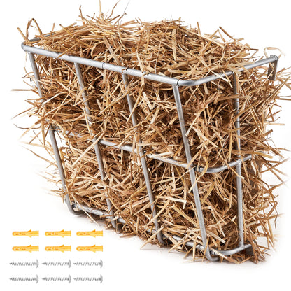 SucceBuy Livestock Hay Feeder Heavy-Duty Steel Goat Hay Rack Multiple Sided Feeding Rack for Sheep Farm Livestock Outdoor