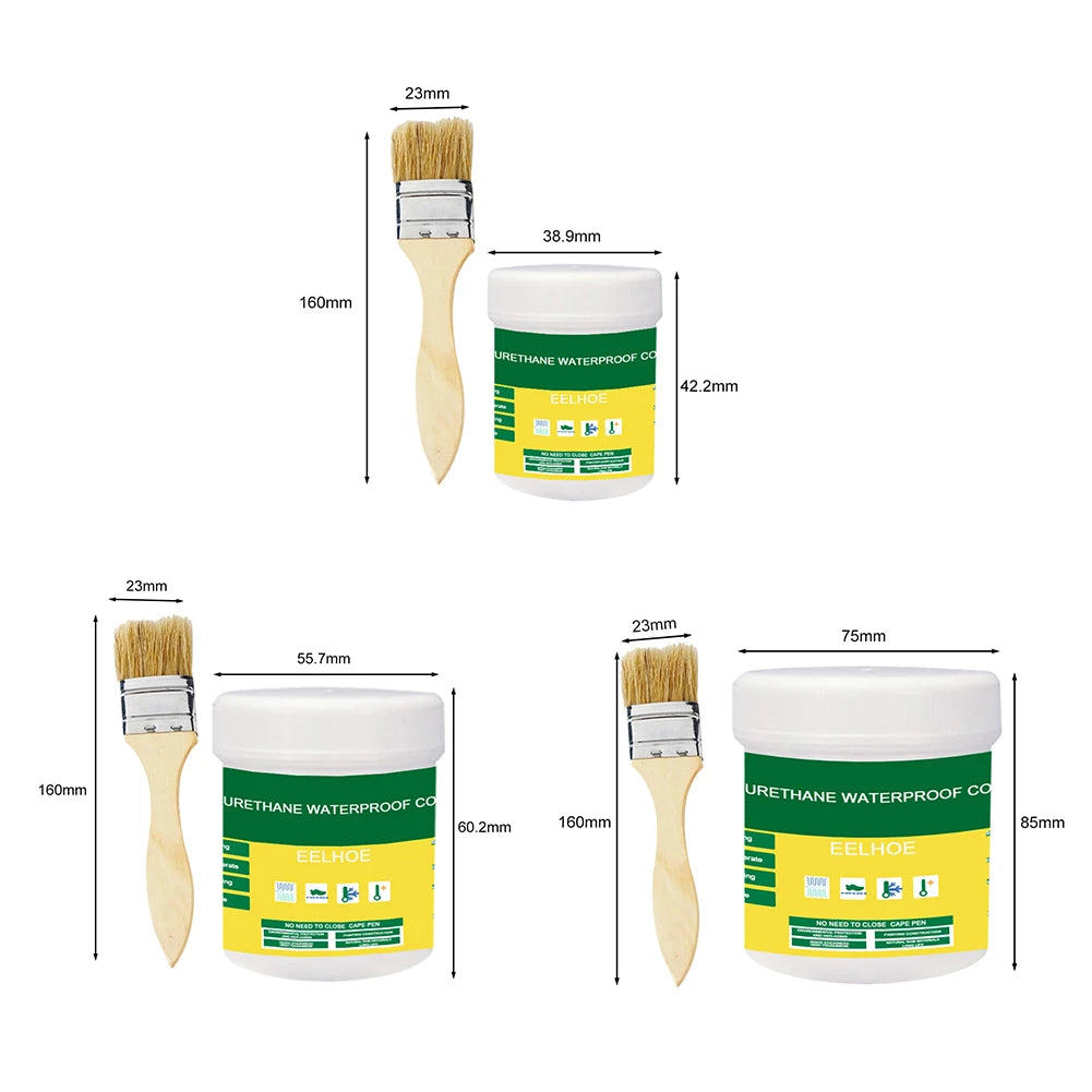 1-3Pcs Transparent Waterproof Agent With Brush Coating Sealant Agent 30/100/300g Polyurethane Glue For Home For Roof Bathroom