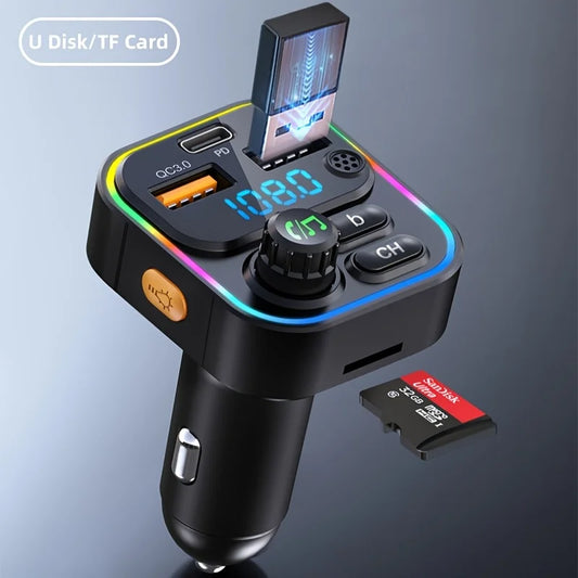 FM Transmitter Bluetooth 5.3 Handsfree Car AUX Radio Modulator MP3 Player with PD20W QC3.0 Fast Charge Adapter Car Accessories