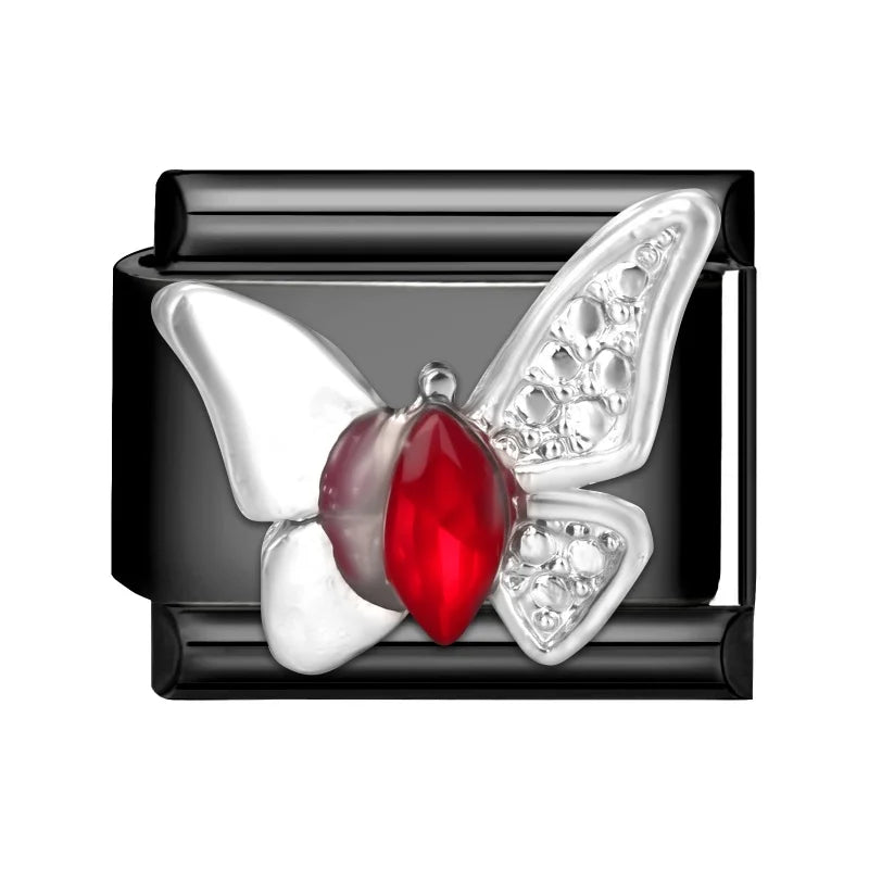 2025 New Original Black Red Stars Love Heart Bows Flower Italian Charm Link Fit 9mm Stainless Steel Jewelry DIY Making Bracelets