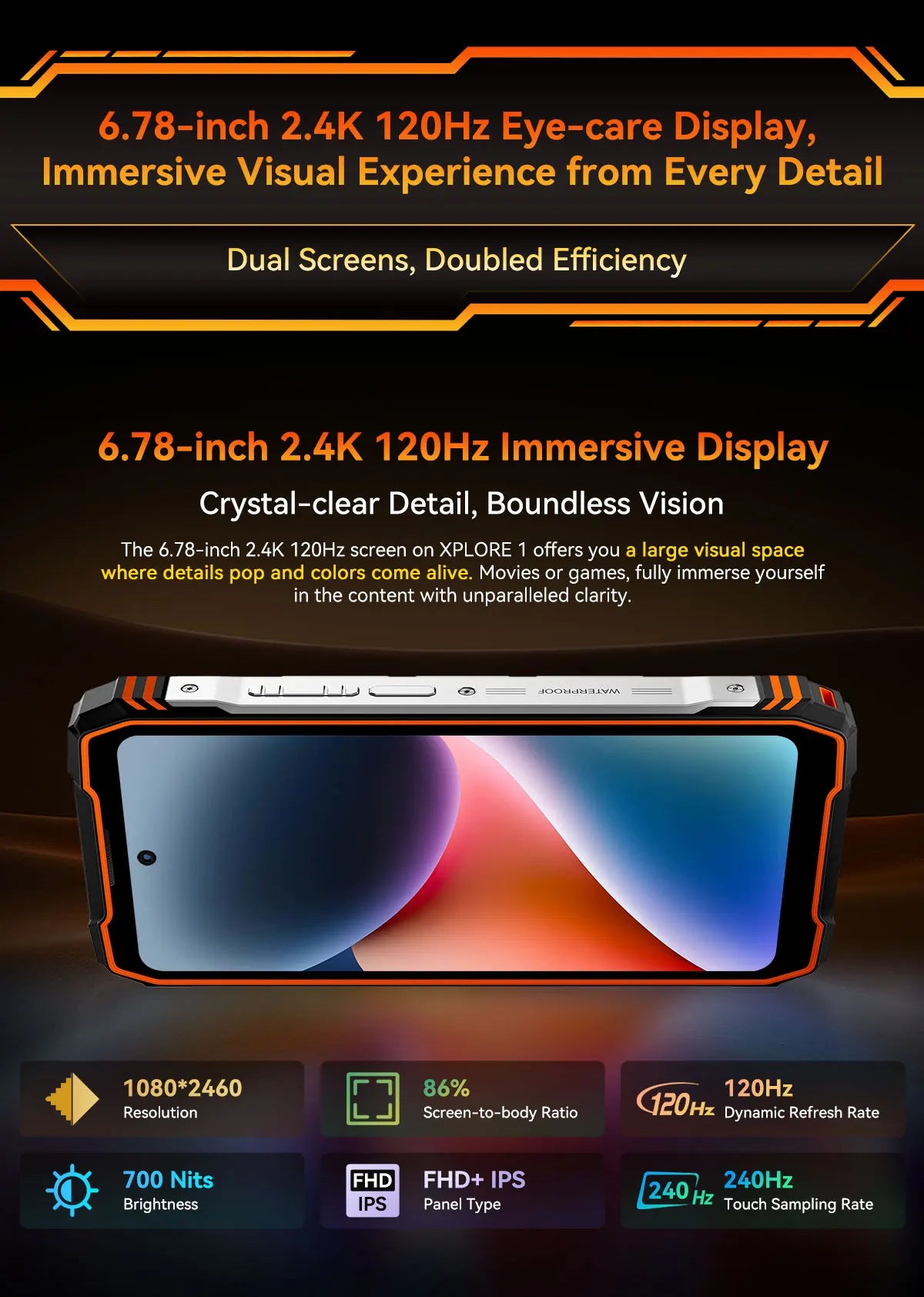 Blackview XPLORE 1 Outdoor 5G Rugged Smartphone Android 15, 6.78'' 2.4K Display, 16GB+512GB, 20000mAh, Waterproof Mobile Phone