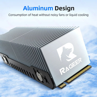RAGEER M.2 SSD Cooler, Heavy Duty Aluminum Convection Heat Sink, NVME NGFF Cooler,  FrostBlade 1 Passive Heat Sink with 38 Fins