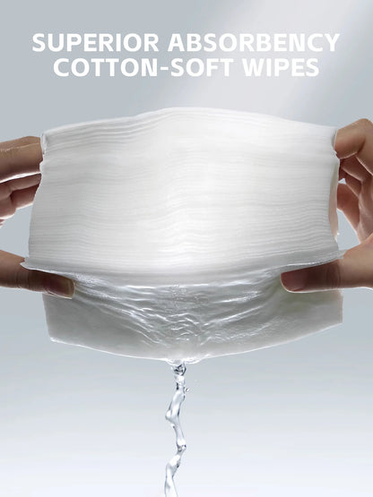 100% Cotton Dry Wipes Sensitive+ Newborn Baby Wipes, 3-In-1 Cleans Cares Protects Unscented Hypoallergenic Thick Facial Towels