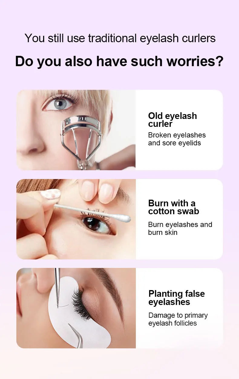 Heated Eyelash Curler Electric 3Modes Eye Lashes Eyelash Grafting Long Lasting Makeup Tools
