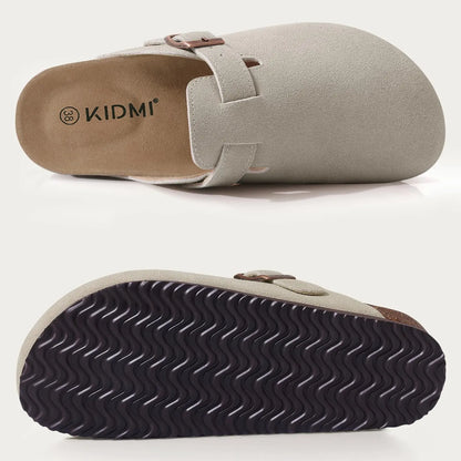 Shevalues Men's Suede Clogs Soft Leather Mules Men New Summer Men Cork Sandals Comfort Slip On Unisex Clogs With Arch Support