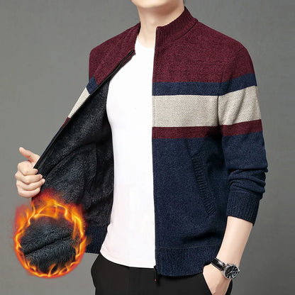 Premium Thick Chenille Fabric Warm New Brand Casual Fashion Stand Collar Men Jacket Streetwear Zipper Autumn Winter Coats