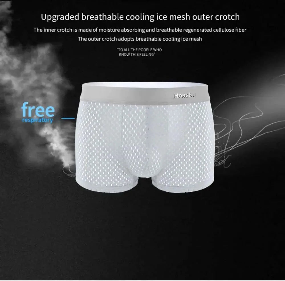 Brand Boxers Man Summer Thin Ice Silk Breathable Men Underpants Soft Touch Men's Briefs 3D Cutting U Pouch Design Underwear Man