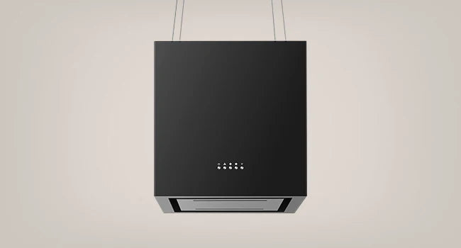 Island Hood 700/800m³/h, A+ Energy, 5-Layer Filter, LED, Ductless, Black, CE, Push Button