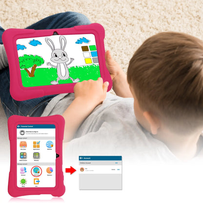PRITOM 7 Inch Kids Tablet Quad Core Android 13 32GB WiFi Bluetooth Educational Software Installed