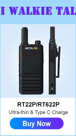 Retevis RT622 Mini Walkie Talkie 2pcs PMR446 Portable Two-way Radio PTT Walkie Talkies Communication Radio for Restaurant Hotel