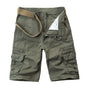2026 Summer Men's Cotton Cargo Shorts Multi-Pocket Casual Short Pants Male Hiking Loose Solid Jogging Shorts No Belt Plus Size