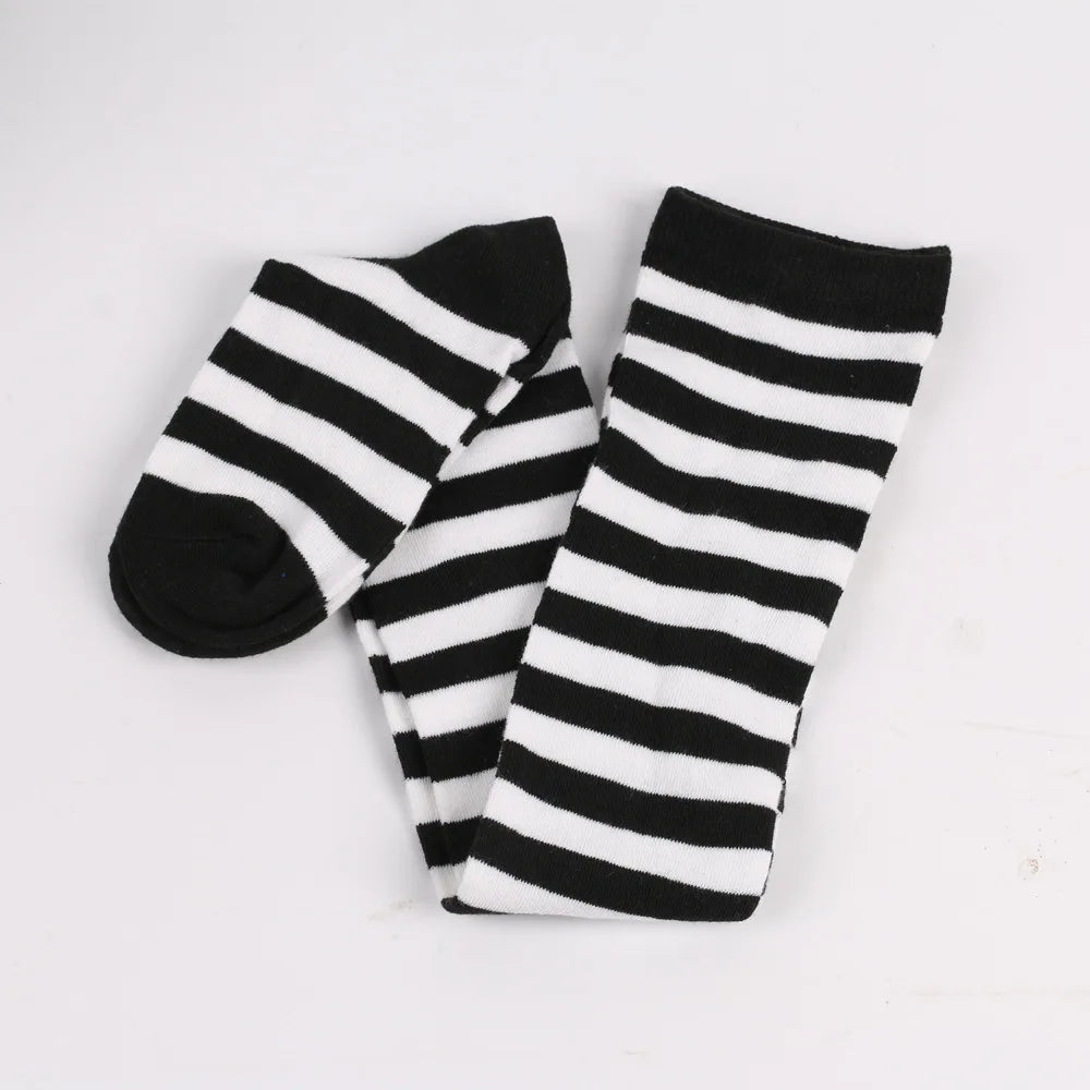Color Striped Stockings Japanese Over Knee Socks Fashion Women Keep Warm Soks Sexy Slim Long Socks Hosiery JK Cosplay Lolita Y2k