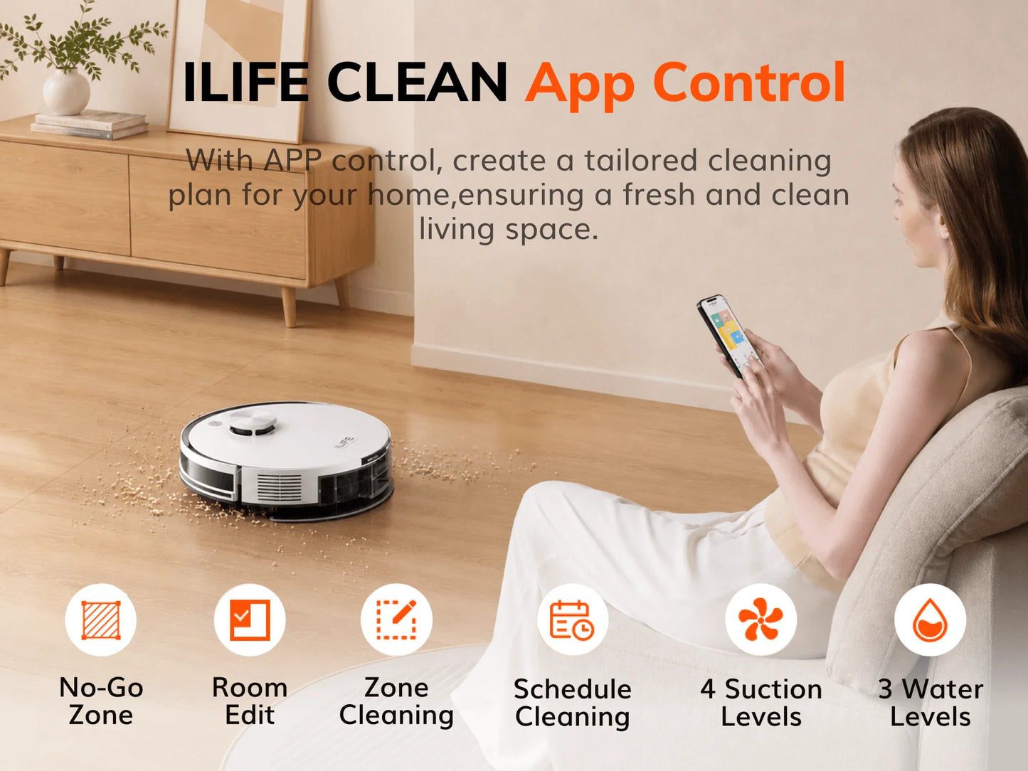 ILIFE A30 Pro Robot Vacuum Cleaner with Automatic Self-Emptying Station, 5000Pa Strong Suction, LDS Navigation, 180min Runtime, 2-in-1 Mop and Sweep , APP Control ，Home Floor Carpet Clean