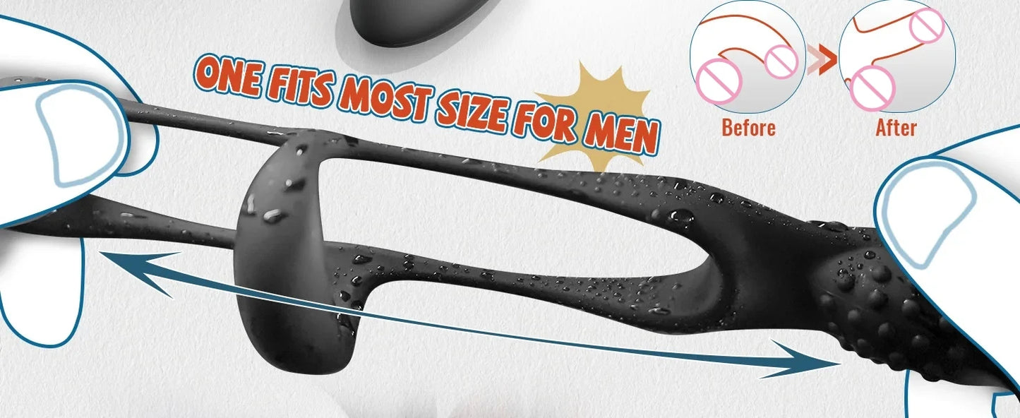 Anal Vibrator 360 Rotate Anal Beads Male Prostate Massager with Cock Ring Wireless Control Vibrating Butt Plug Sex Toys for Men