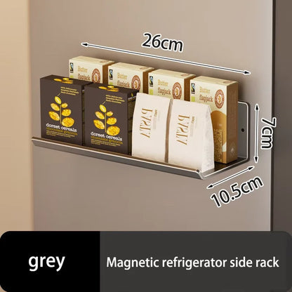 Punch-Free Wall Mounted Magnetic Fridge Shelf Kitchen Seasoning Spice Organizer Multifunctional Home Storage Box