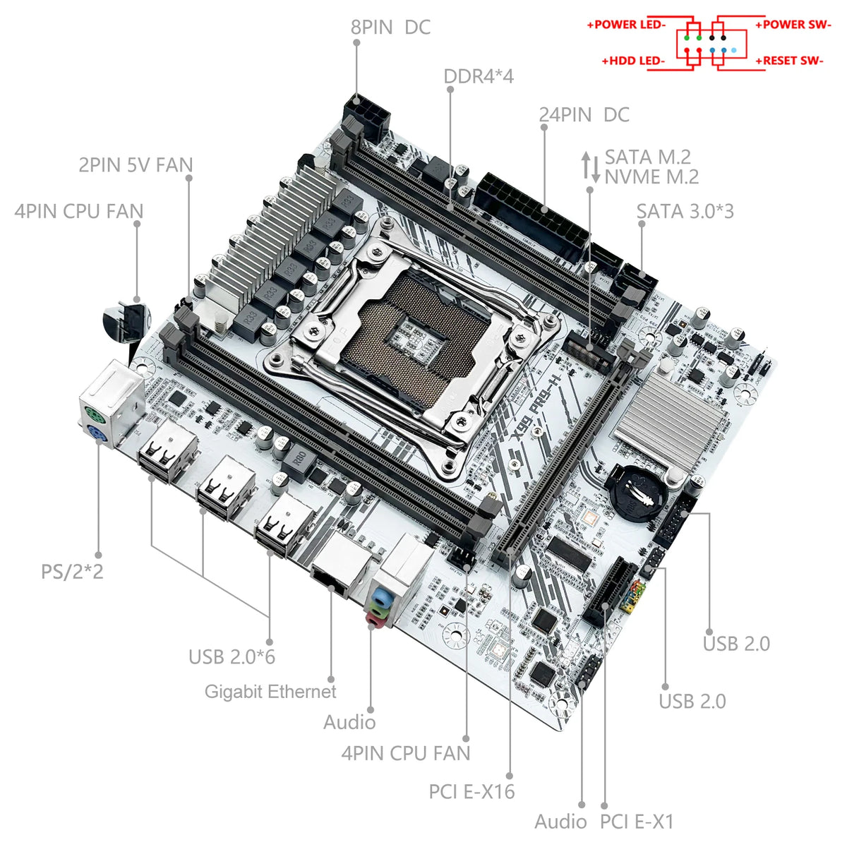 MACHINIST White X99 Motherboard Kit Set Optional Xeon E5 2640 V4 LGA 2011-3 CPU DDR4 2*8G=16GB RAM NVME/SATA M.2 PR9-H Combo