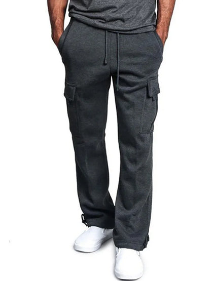Men's  Cargo Pants Loose Drawstring Sweatpants with Pockets Sports Straight Trousers Jogging Long Pants Hip Hop Streetwear