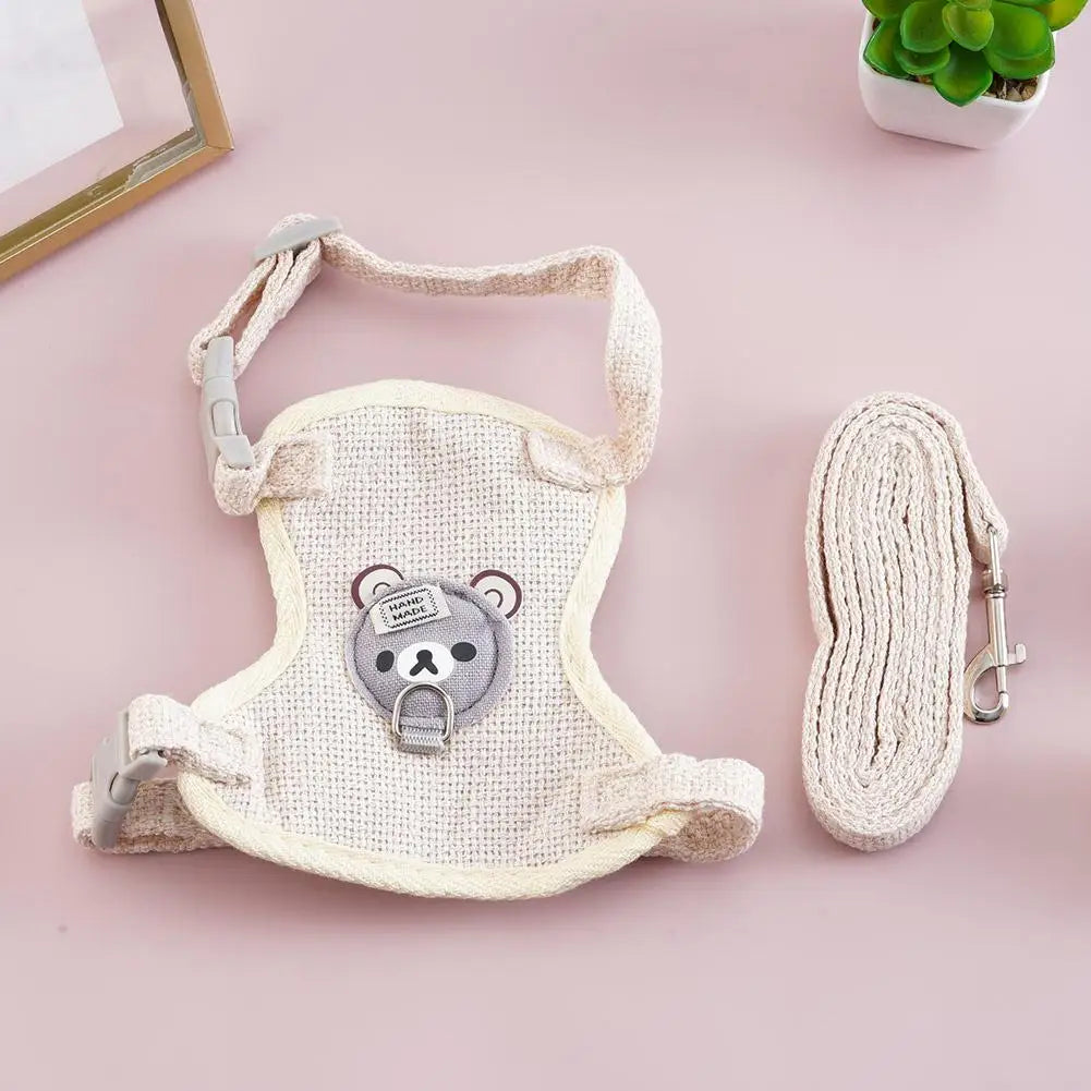 Newest Cute Cat Harness and Leash Set Bunny Pet Accessories Vest Harnesses Small Dog Leashes for Outdoor Walking Pets Supplies