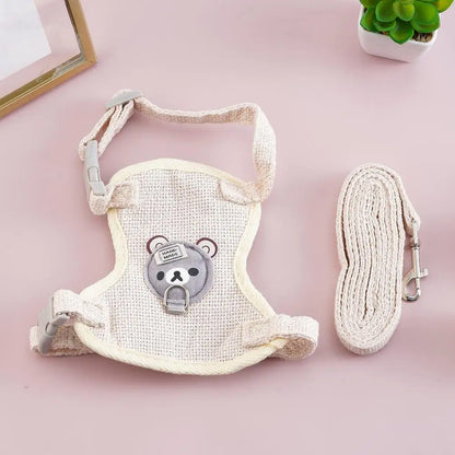 Newest Cute Cat Harness and Leash Set Bunny Pet Accessories Vest Harnesses Small Dog Leashes for Outdoor Walking Pets Supplies