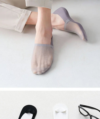 3pairs Men's Socks Summer Ultra-thin Invisible Elastic Silicone Non-slip Boat Sock Mesh Breathable Comfortable No Show Sokken