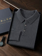 ANGEL 2024 Men's New POLO Shirt 100% Cashmere Knitted Pullover Solid Color Sweater Fall Winter Casual Business Office Jacket