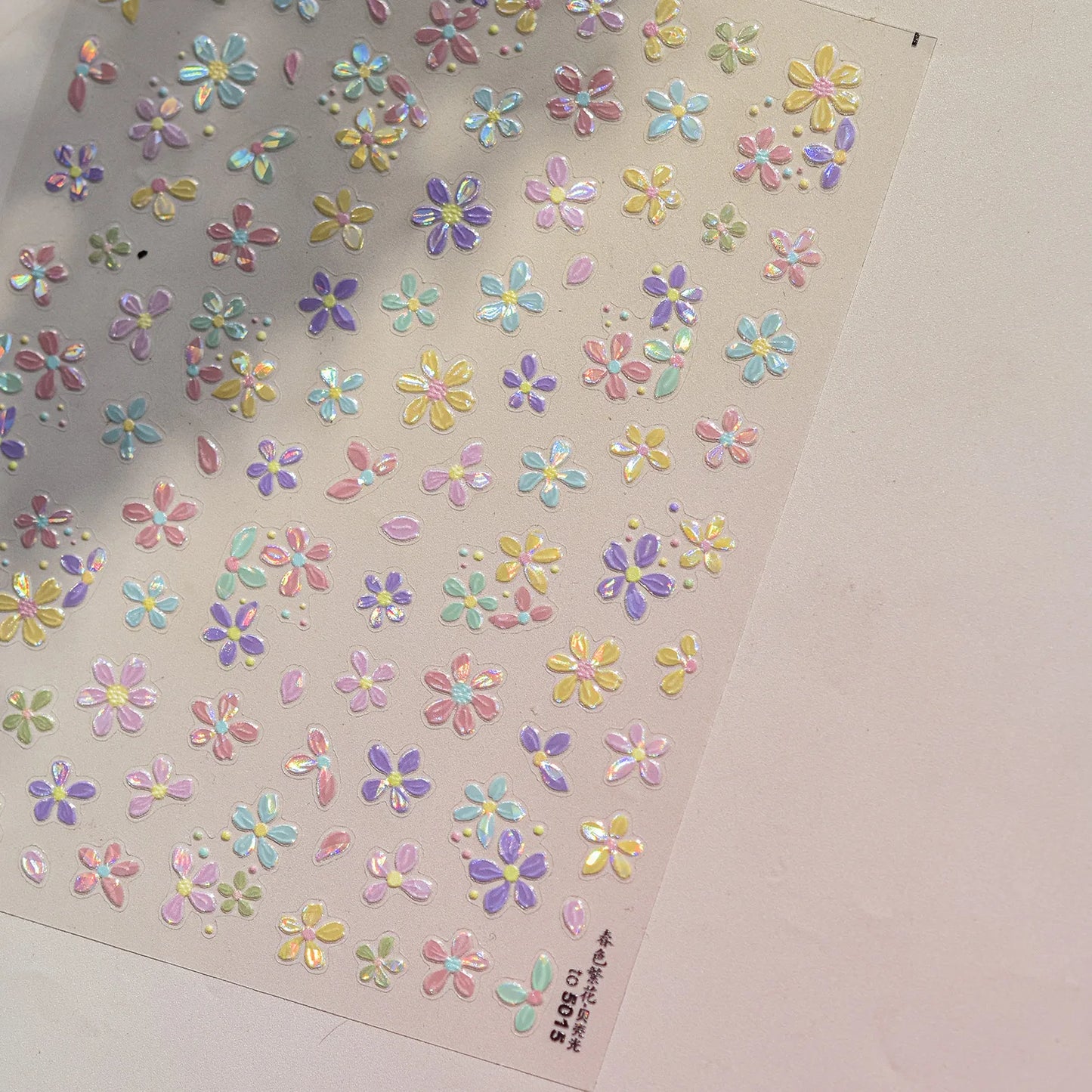 1Sheet 5D Soft Embossed Relief Nail Stickers Cute Daisies Self Adhesive Slider Stickers Press On Nails DIY Japanese Nail Art Dec