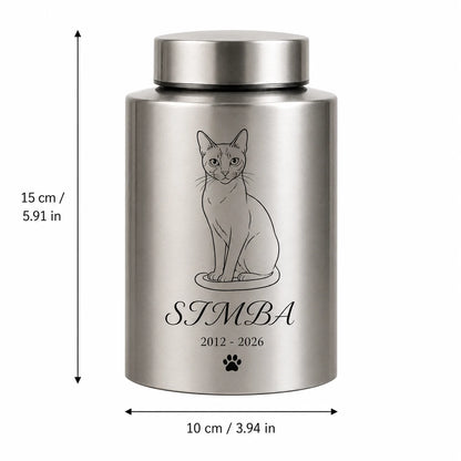 Personalized Pet Ash Urn with Photo Upload AI Minimalist Portrait Stainless Steel Memorial Cat Dog Bone Container with Custom Na