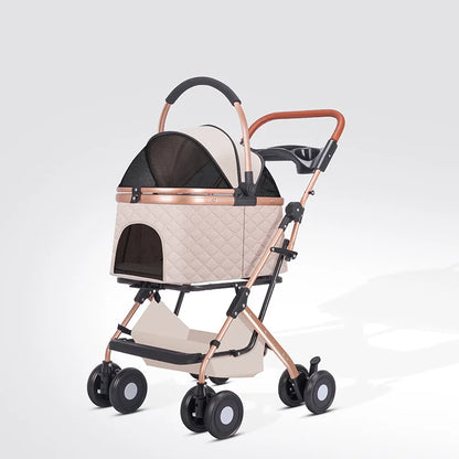 Pet Cart Dog Cat Teddy Baby Cart Outdoor Small Pet Cart Lightweight Foldable Outdoor Travel Stroller Carrier