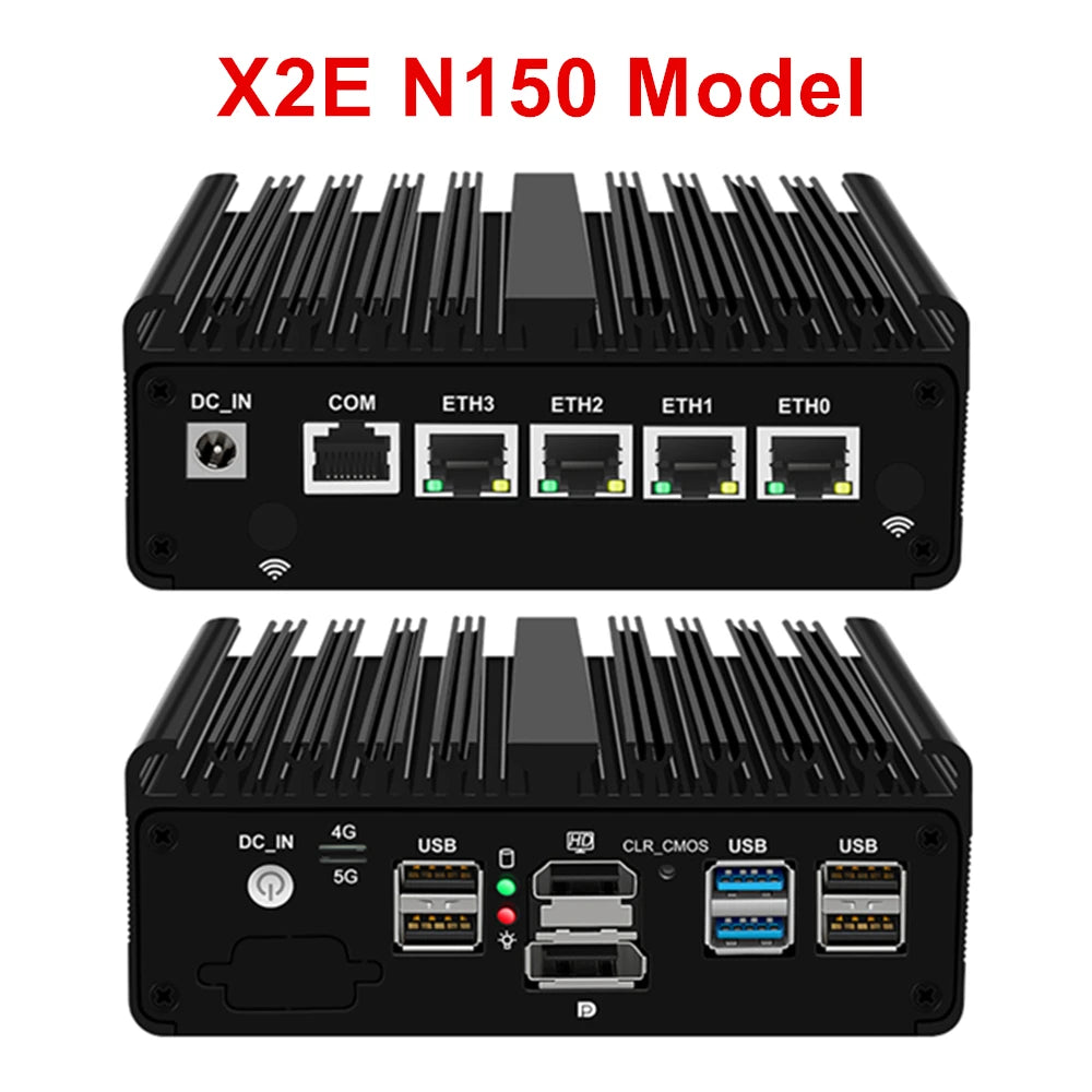 Topton Solid Fanless Firewall Mini PC VPN Gateway Intel N150 N5105 J6412 J5005 7305 6305 4x2.5G LAN Home Server PfSense Computer