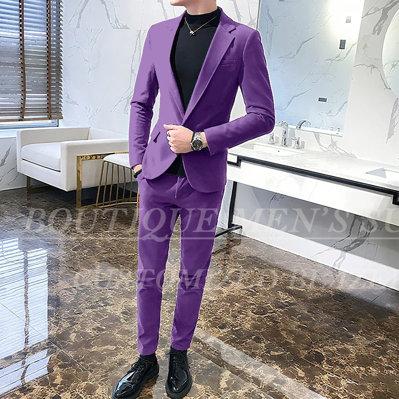 Mens Suits Wine Red Black Green Suits For Man Groom Wedding Velvet Tuxedo Velour Blazer Jackets Pants 2 Piece Costume Homme New