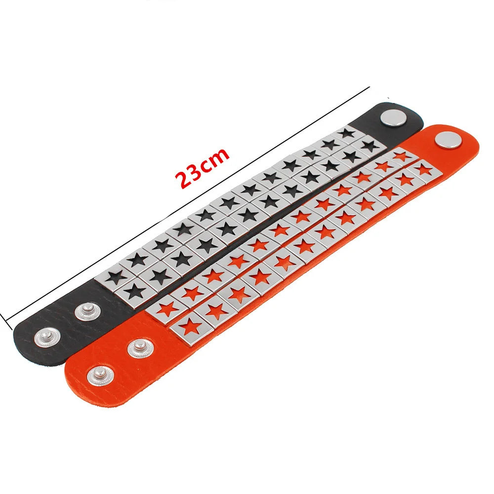 Gothic Punk Hip Hop Rock Spike Rivet Stud PU Leather Wristband Bracelet Bangle