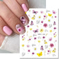 3d Nail Art Decals Elegant White RoyalBlue Roses Flowers Adhesive Sliders Nail Stickers Decoration For Nail Manicure