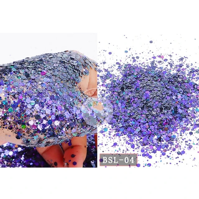 5g/BagGlitter Chameleon Nail Flakes Iridescent Chameleon Nail Powder Holographic Laser Colorful Nail Sequins 120 Colors Mix Size
