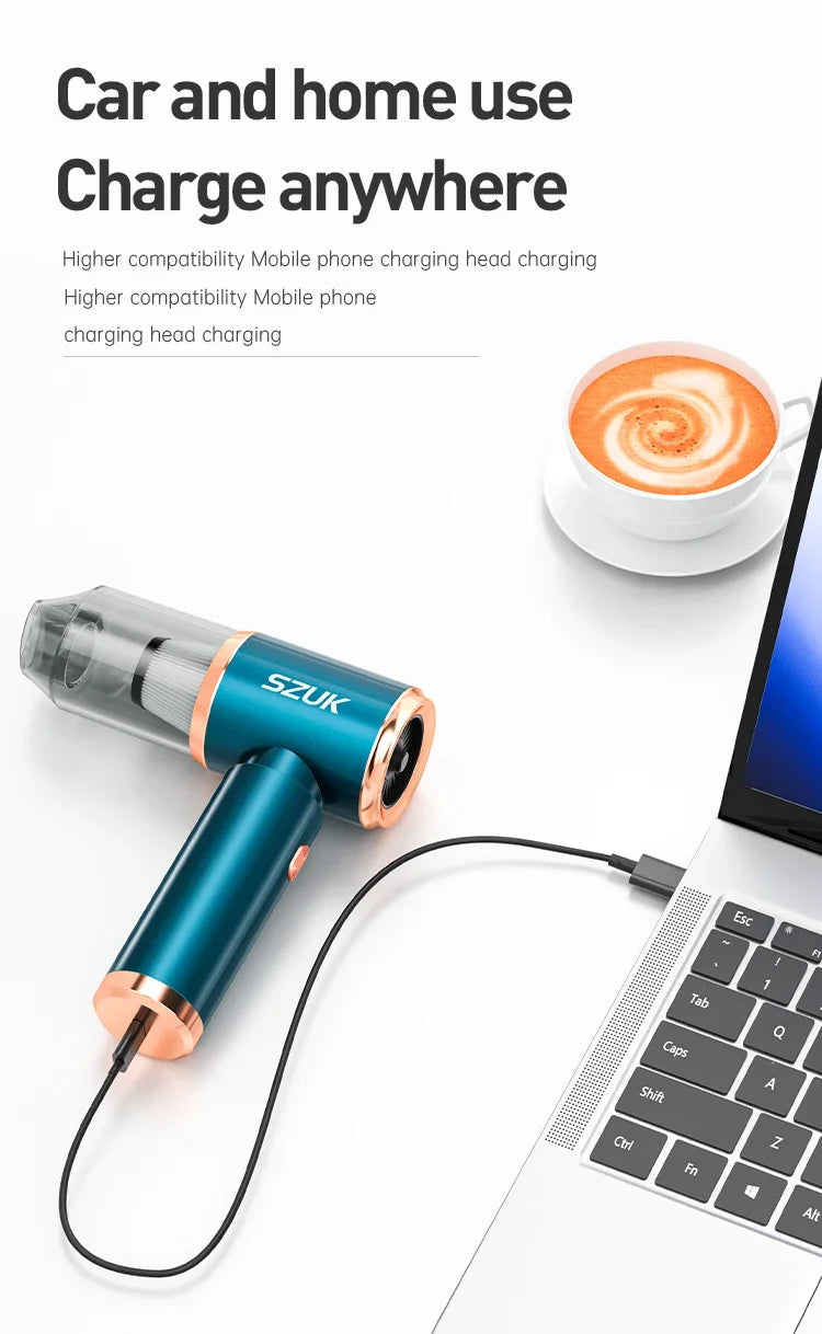 SZUK Portable Car Vacuum Cleaner 165000Pa Powerful Wireless Vacuum Cleaner Strong Suction Handheld Mini Vacuum Cleaner for Car