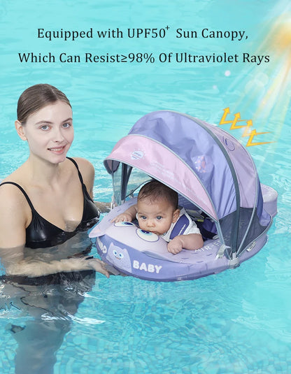 Mambobaby Float 98% UV Protection Canopy Safe Air-Free Core Comfort Skin-friendly Design Baby Swim Ring Toddler Pool Float Infant Swim Circle Swimming Buoy 1 Years 3-34 Months Boy and Girl Globally Certified Safe Design