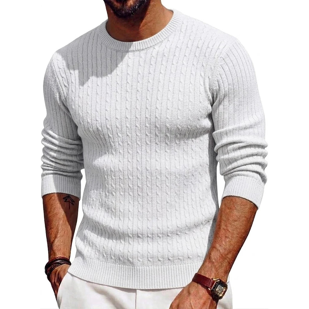 Luxury Knite Crew Neck Sweater Man Cable Long Sleeve Pullover Casual Knitted Shirts Work Jumper Spring Mens Coats Autumn Tops