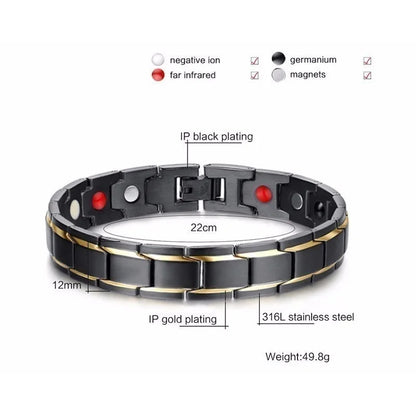 Hot Sale Luxury Fashion Health Energy Bracelet Men Stainless Steel Bio Magnetic Anti-fatigue Anti-radiation Bracelets Jewelry