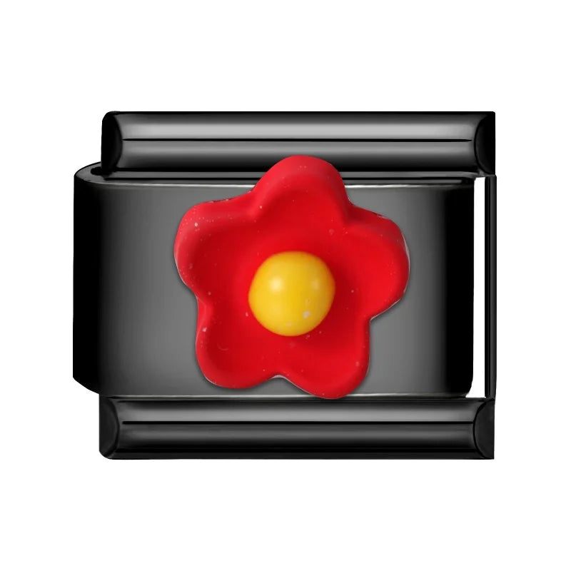 2025 New Original Black Red Stars Love Heart Bows Flower Italian Charm Link Fit 9mm Stainless Steel Jewelry DIY Making Bracelets
