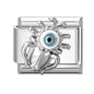 Wholeasle Shiny Zircon Shell Love Heart Devil Eyes Italian Charm Links Fit 9mm Stainless Steel Bracelet Women Jewelry DIY Making