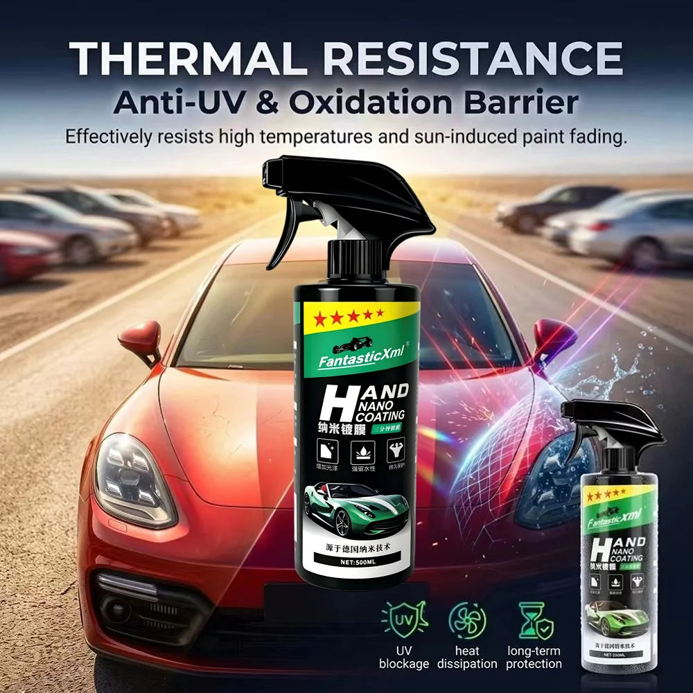 This 500ml large-capacity nano-ceramic paint coating protective liquid is suitable for DIY paint repair, anti-oxidation, anti-fading, hydrophobic, and anti-fouling applications. One bottle can be used on multiple car models a