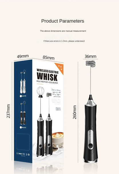 USB Electric Mixer, Handheld Coffee Milk Frother, Portable 3-Speed Blender, Butter Maker, Kitchen Tool, Ingredient Mixer