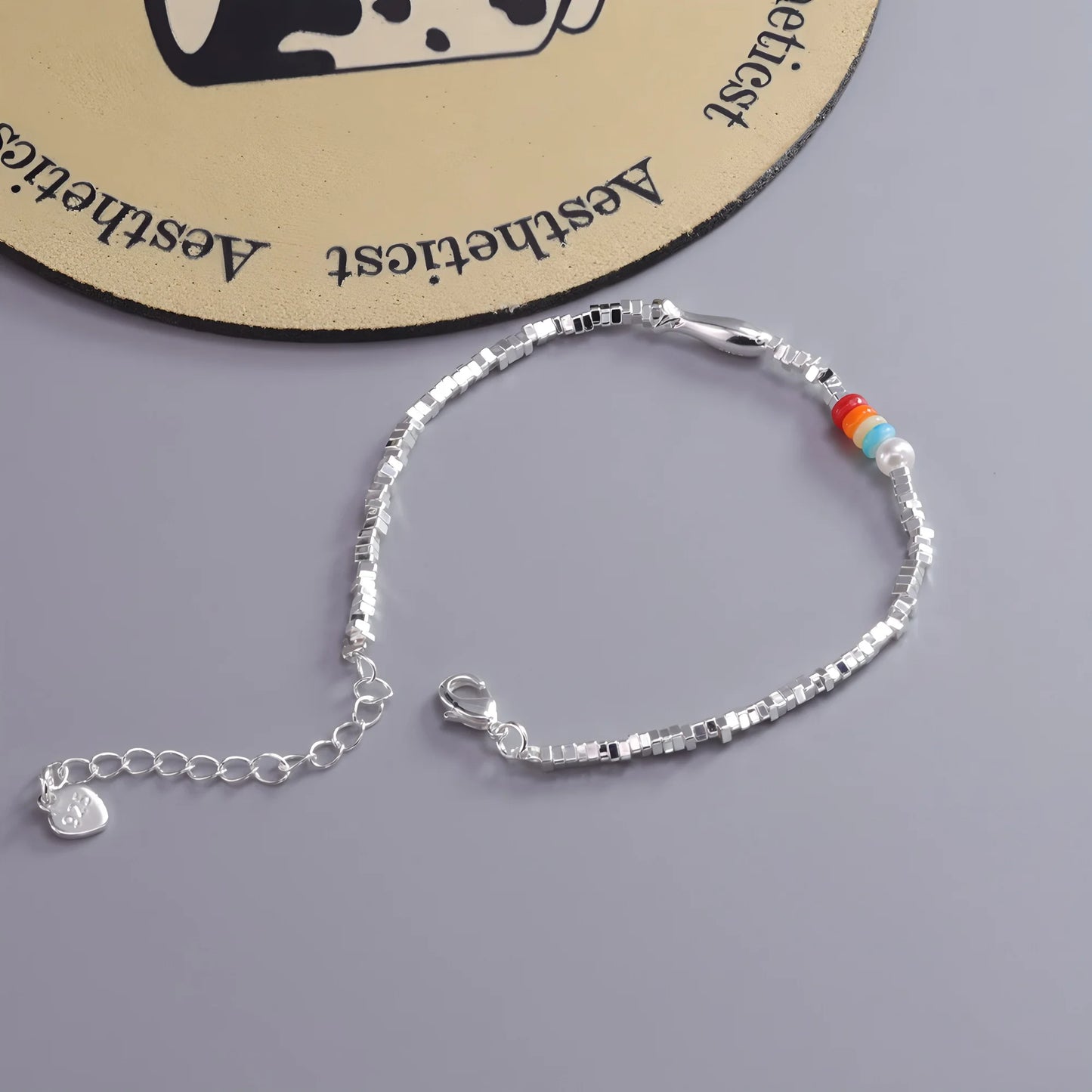 VENTFILLE 925 Sterling Silver Line Extremely Fine Bracelet for Women Love Haert Bead Korean Ins Sweet Jewelry Gift Dropshipping